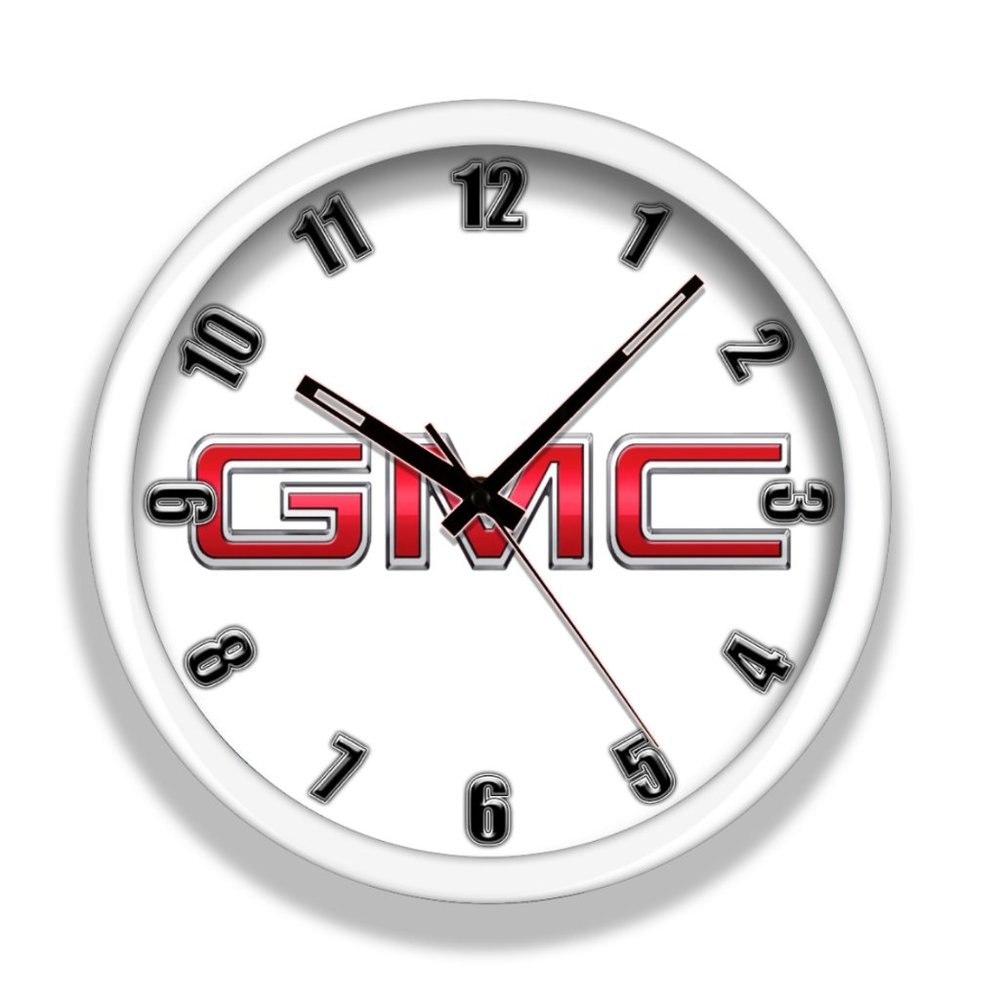 GMC LOGO PICK UP TRUCK WHITE 11.5 INCH CLOCK NEW
